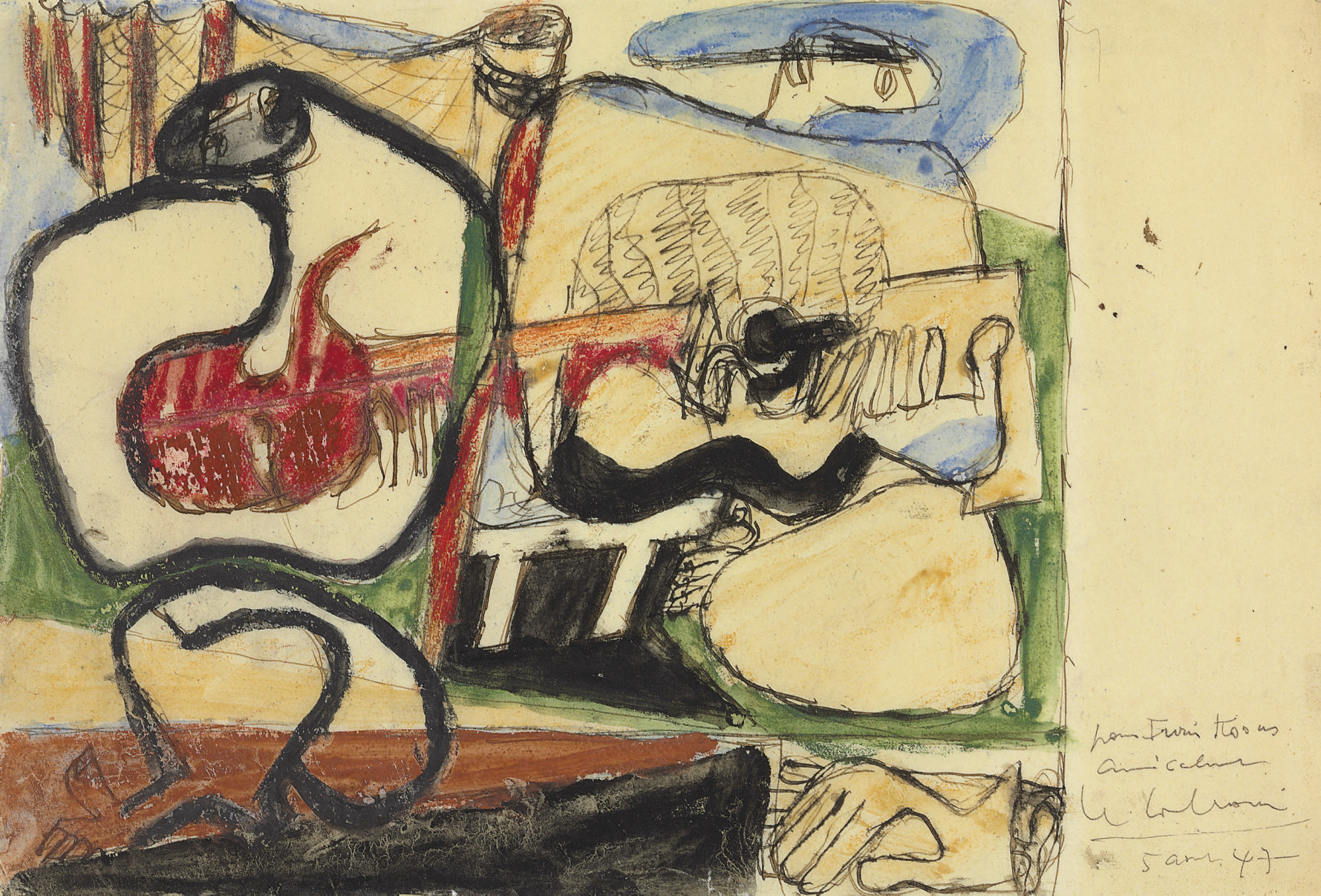 Pablo Picasso (1881-1973) , Homme à l'agneau, mangeur de pastèque