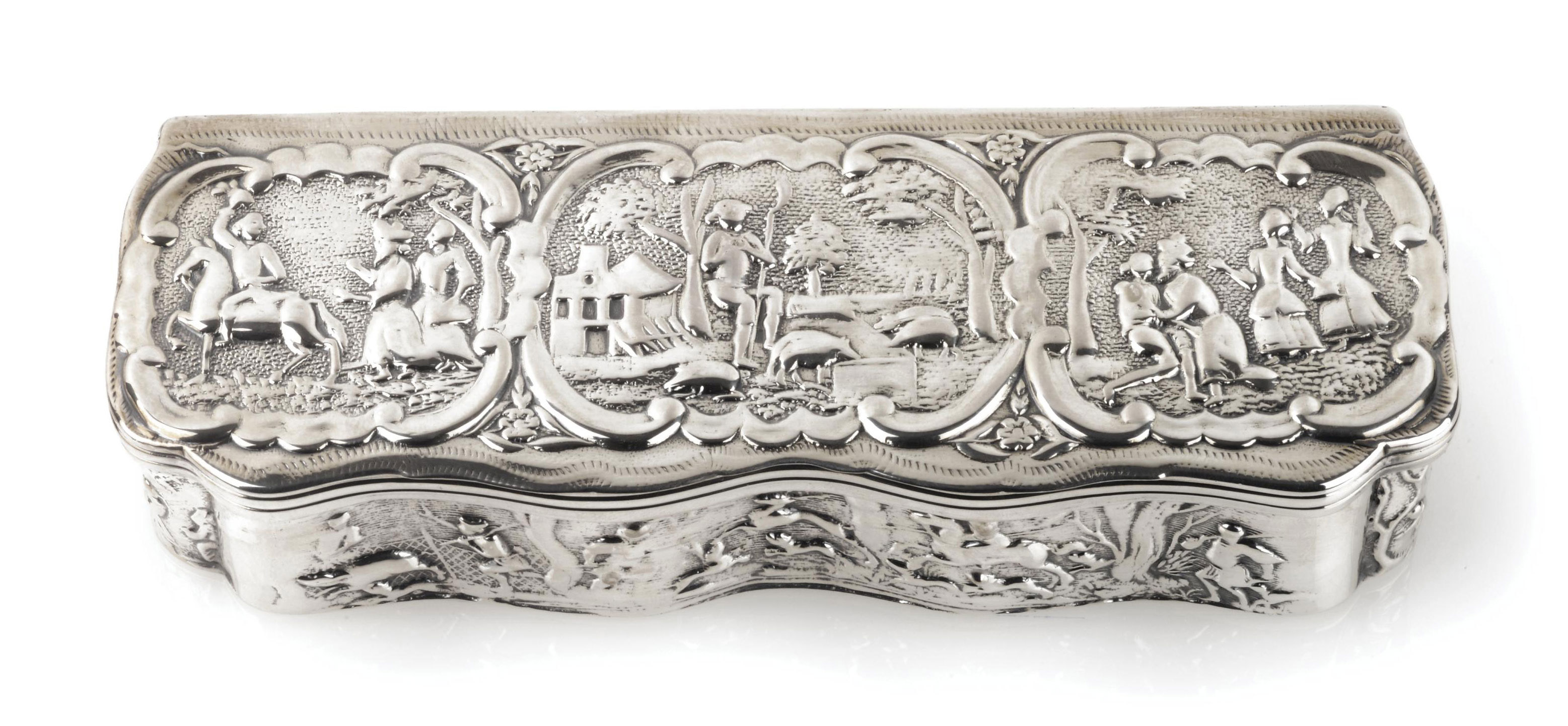 A DUTCH SILVER TOBACCO BOX AND COVER , MARK OF A. KOPPENOL, SCHOONHOVEN,  1793