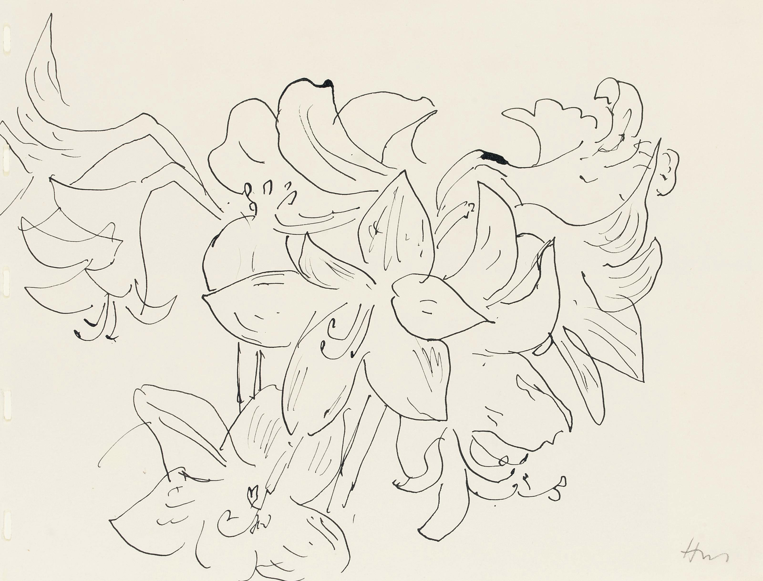 Henri Matisse (1869-1954) , Dessin à la plume (Fleur de lys