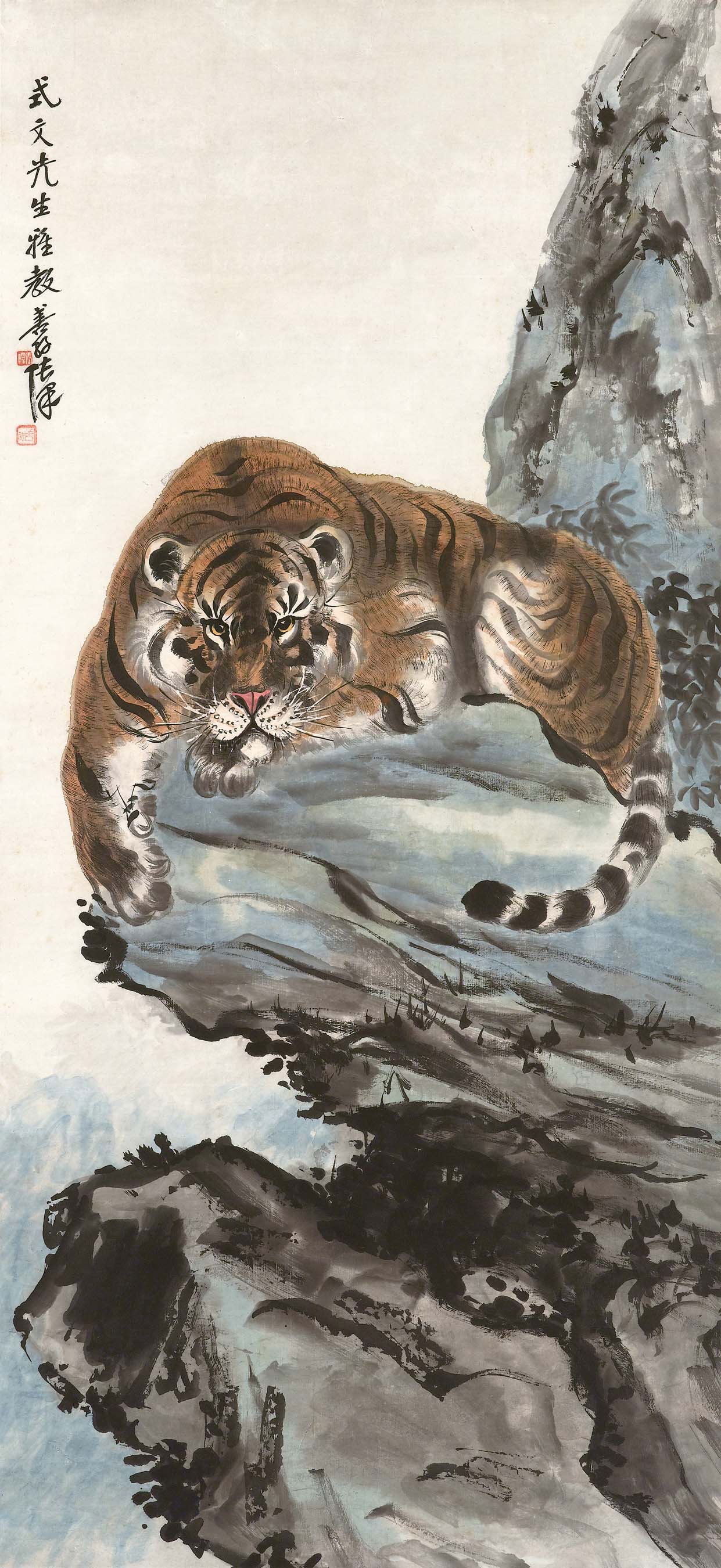 虎嘯圖設色紙本立軸一九三四年作, 張善孖/張大千| Christie's