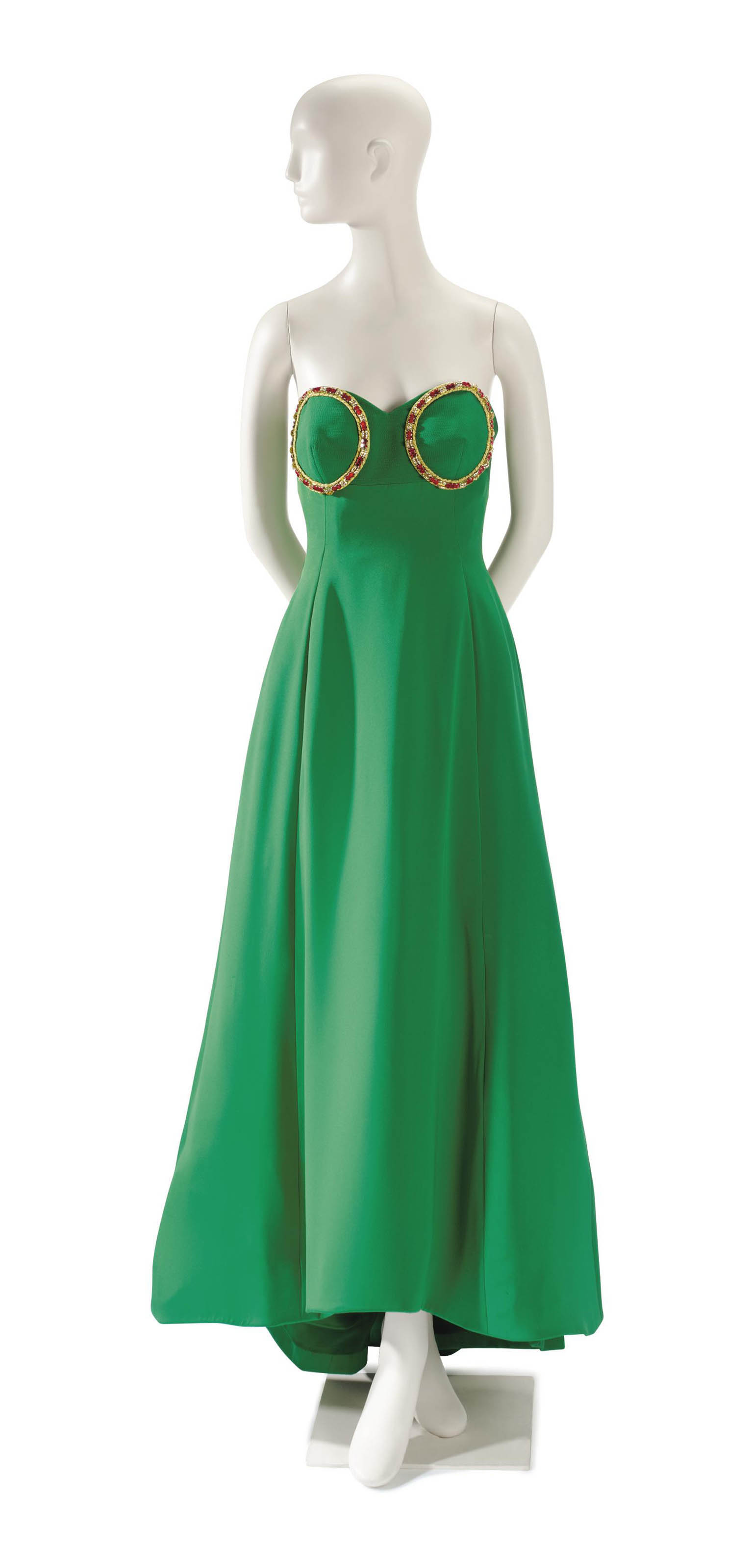 versace emerald green dress Embroidered Silk Midi Evening Dress Green