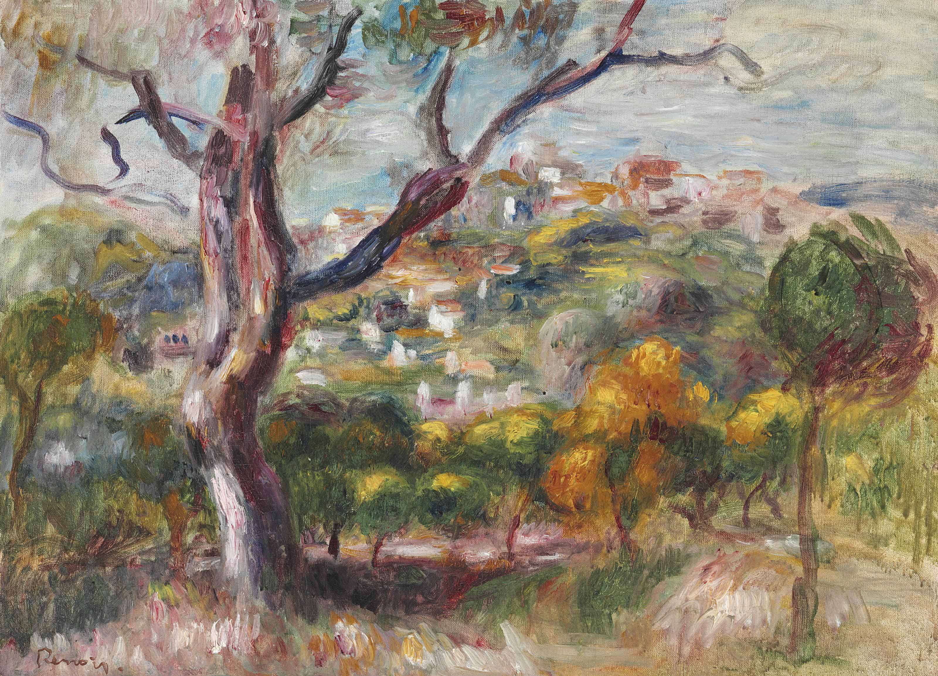Pierre-Auguste Renoir、PAYSAGE A CAGNES Cagnes Landscape (c.1904 – 1910) by Pierre-Auguste Renoir – Artchive