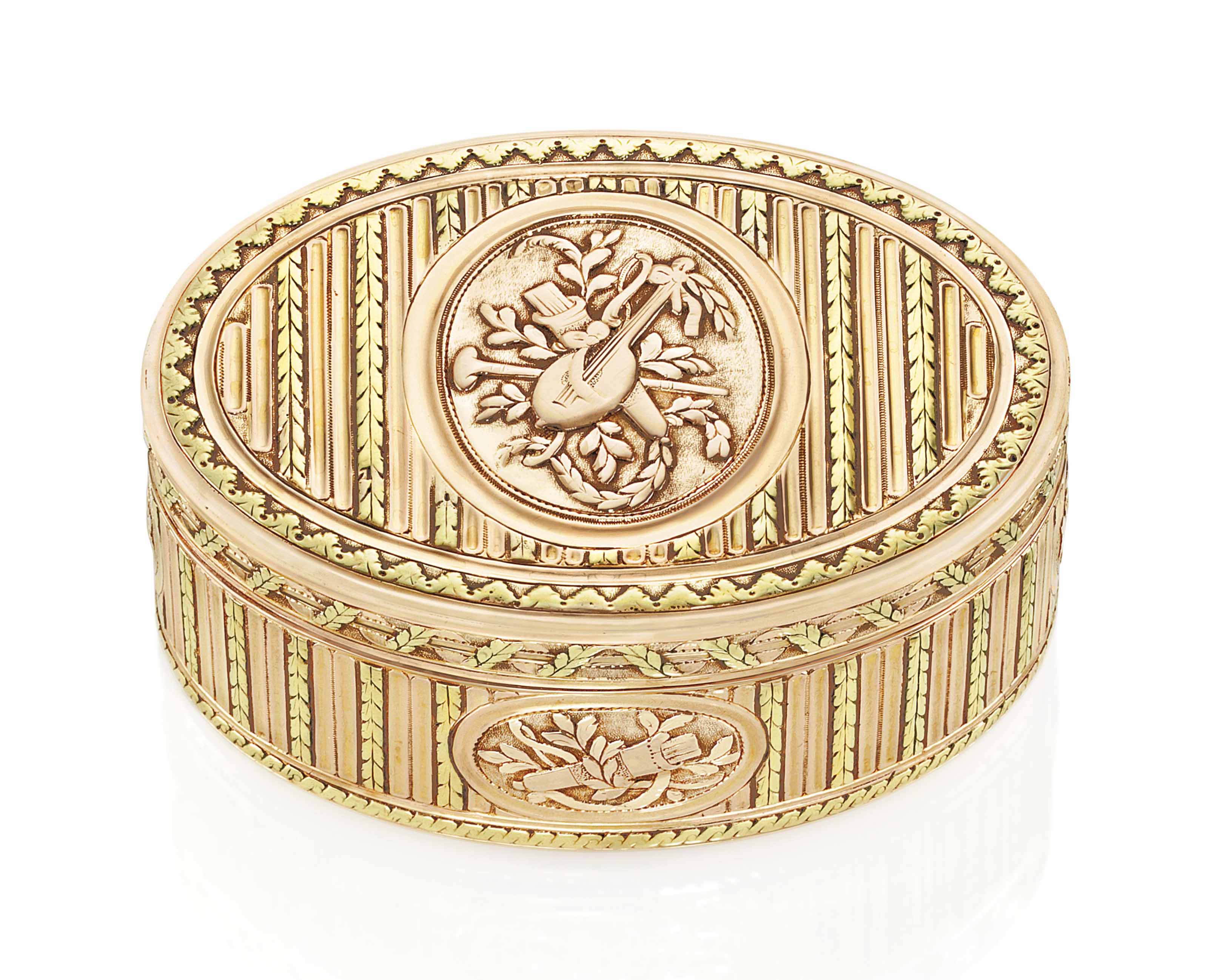 A LOUIS XV VARI-COLOUR GOLD SNUFF-BOX, BY JACQUES MARCELIN