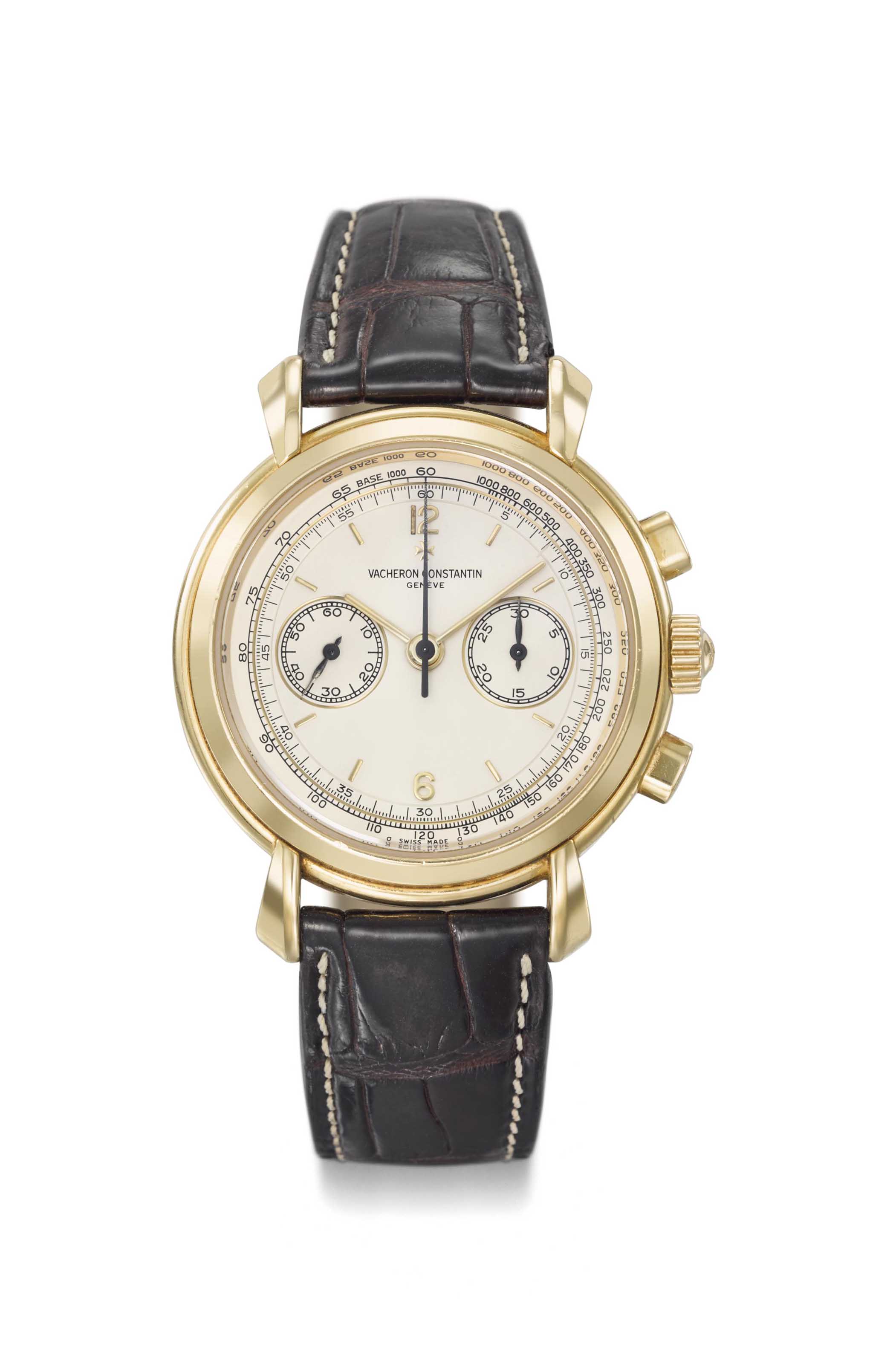 Patek Philippe. A fine and rare 18K pink gold chronograph wristwatch with  pulsometre scale