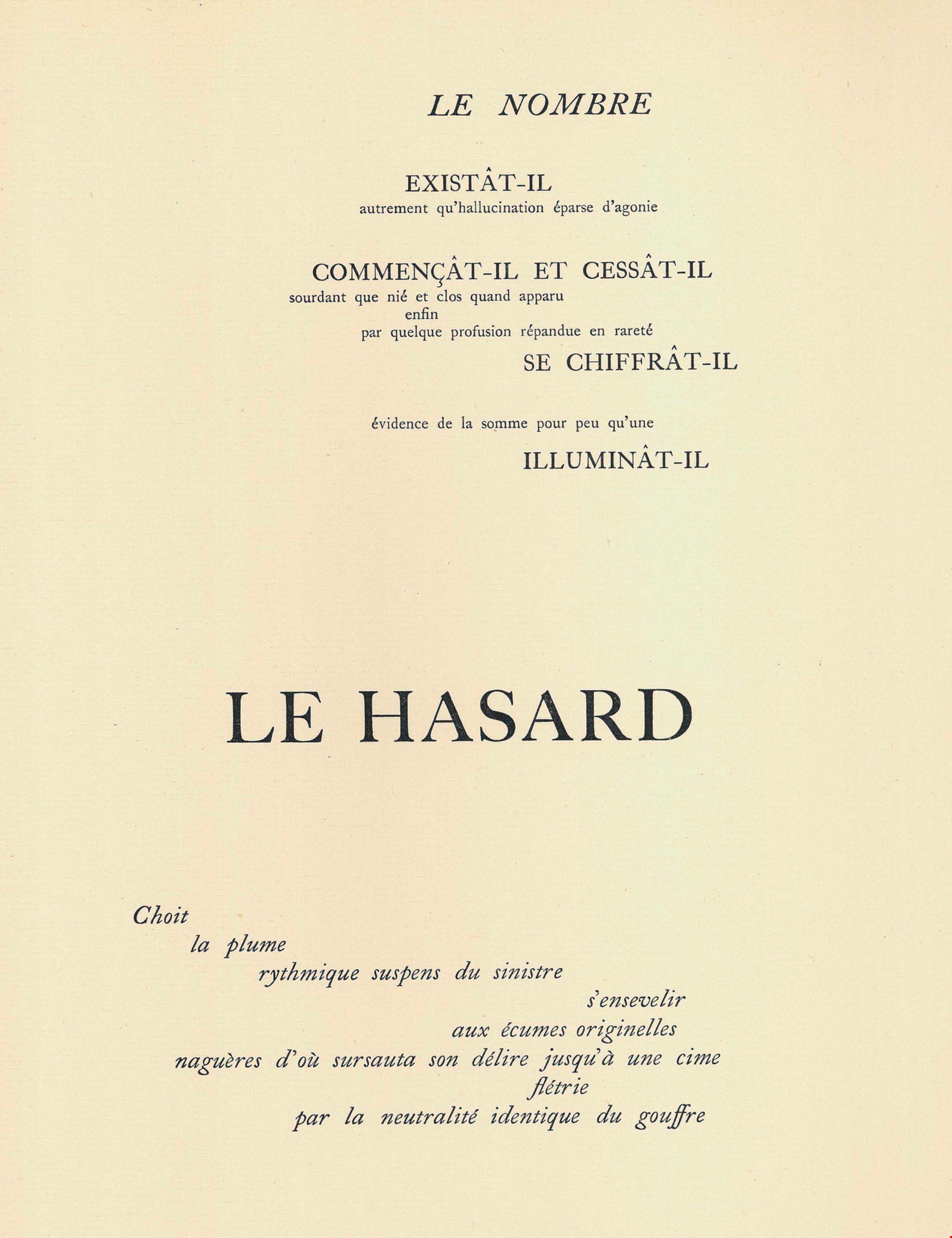 Stéphane MALLARMÉ (1842-1898). Un coup de dés jamais n’abolira le ...