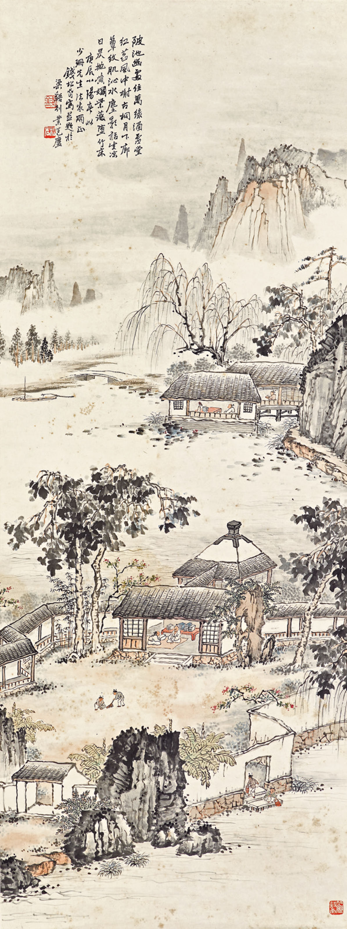 豐子愷, 有情人間設色紙本/水墨紙本冊頁十二開| Christie's