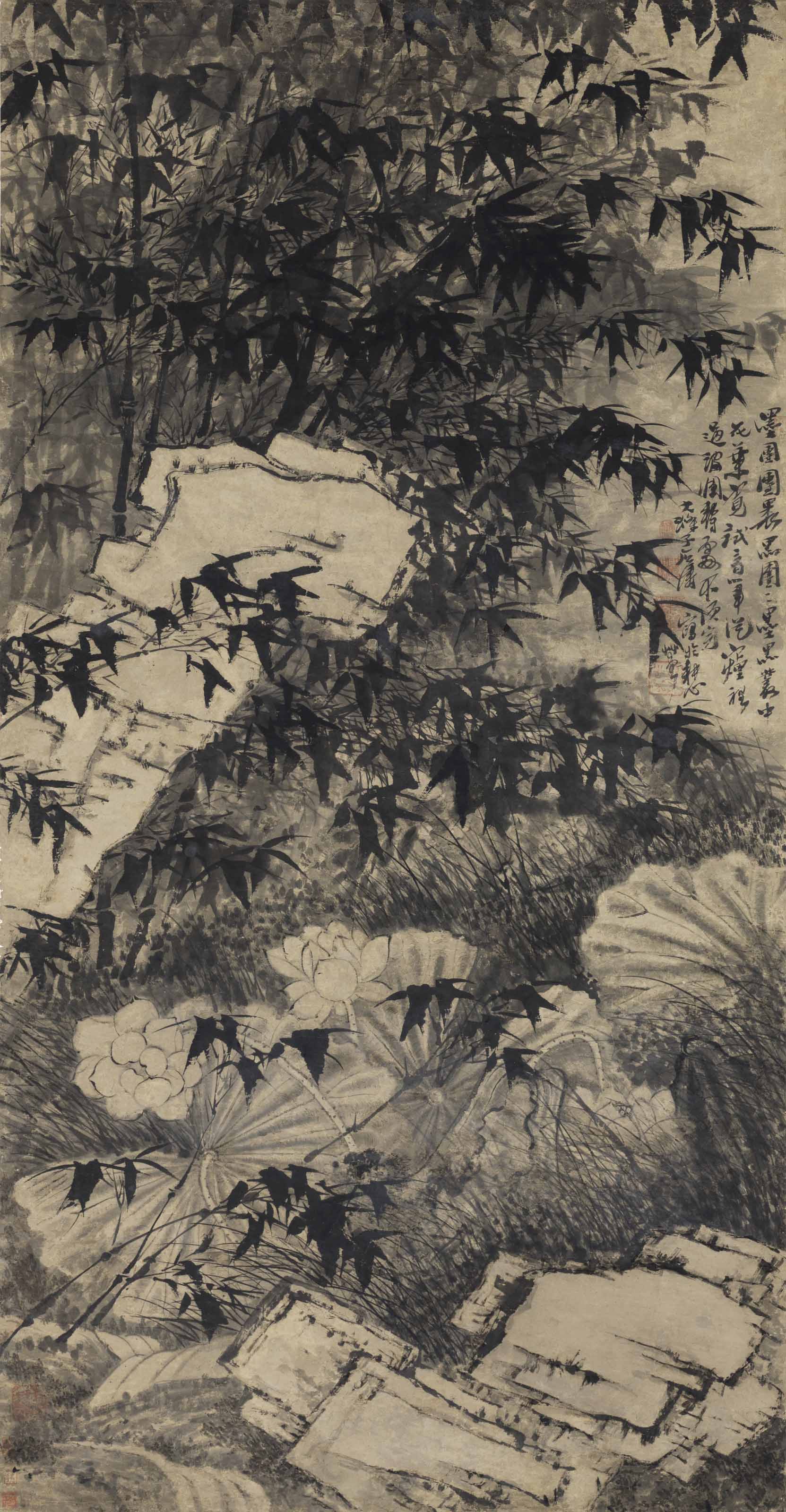 無款（前傳顧閎中） 鬥雞圖設色紙本立軸, Cock Fight | Christie's