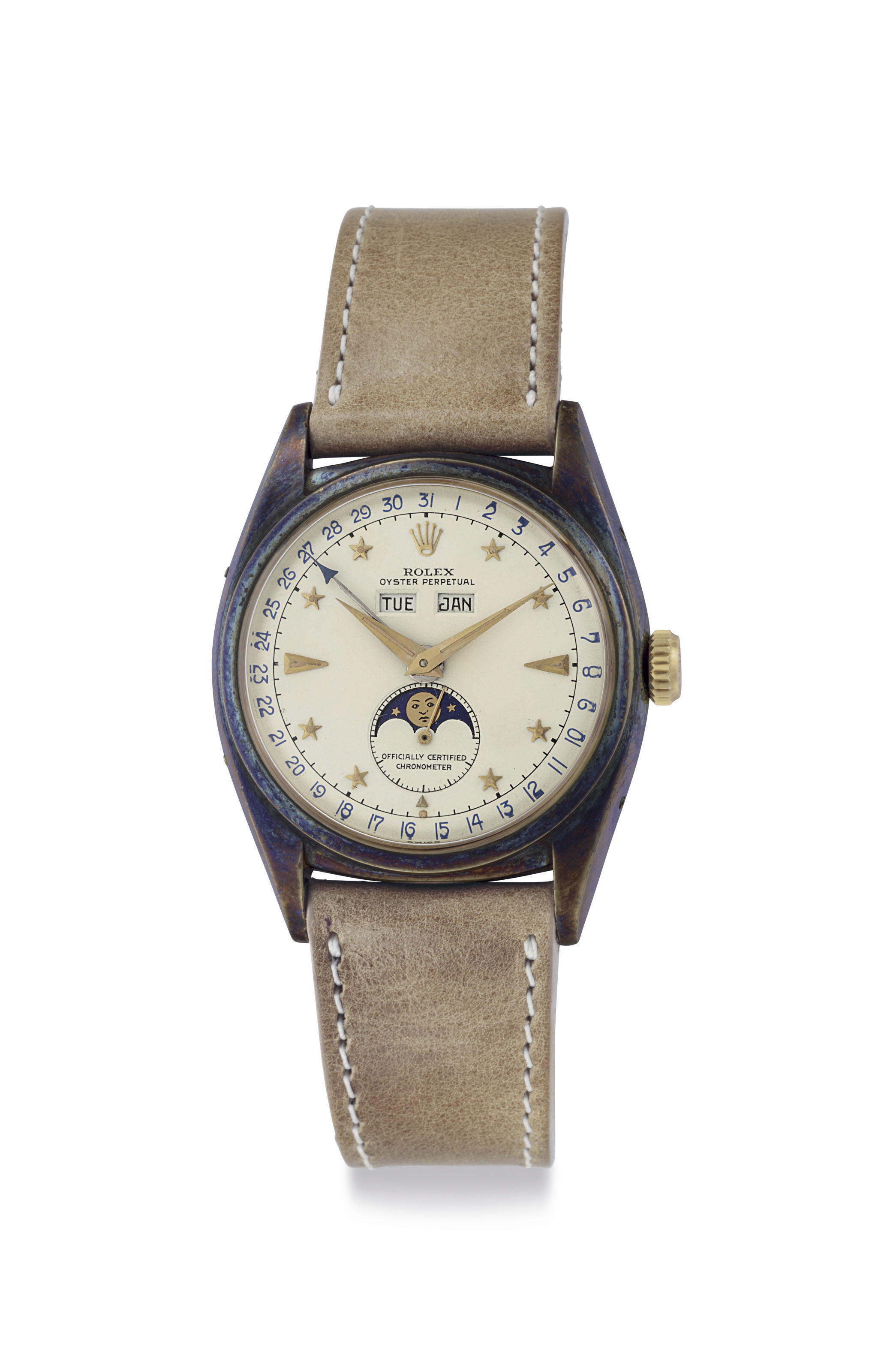 Rolex. A Very Fine and Rare Stainless Steel Triple Calendar Chronograph  Wristwatch with Bracelet