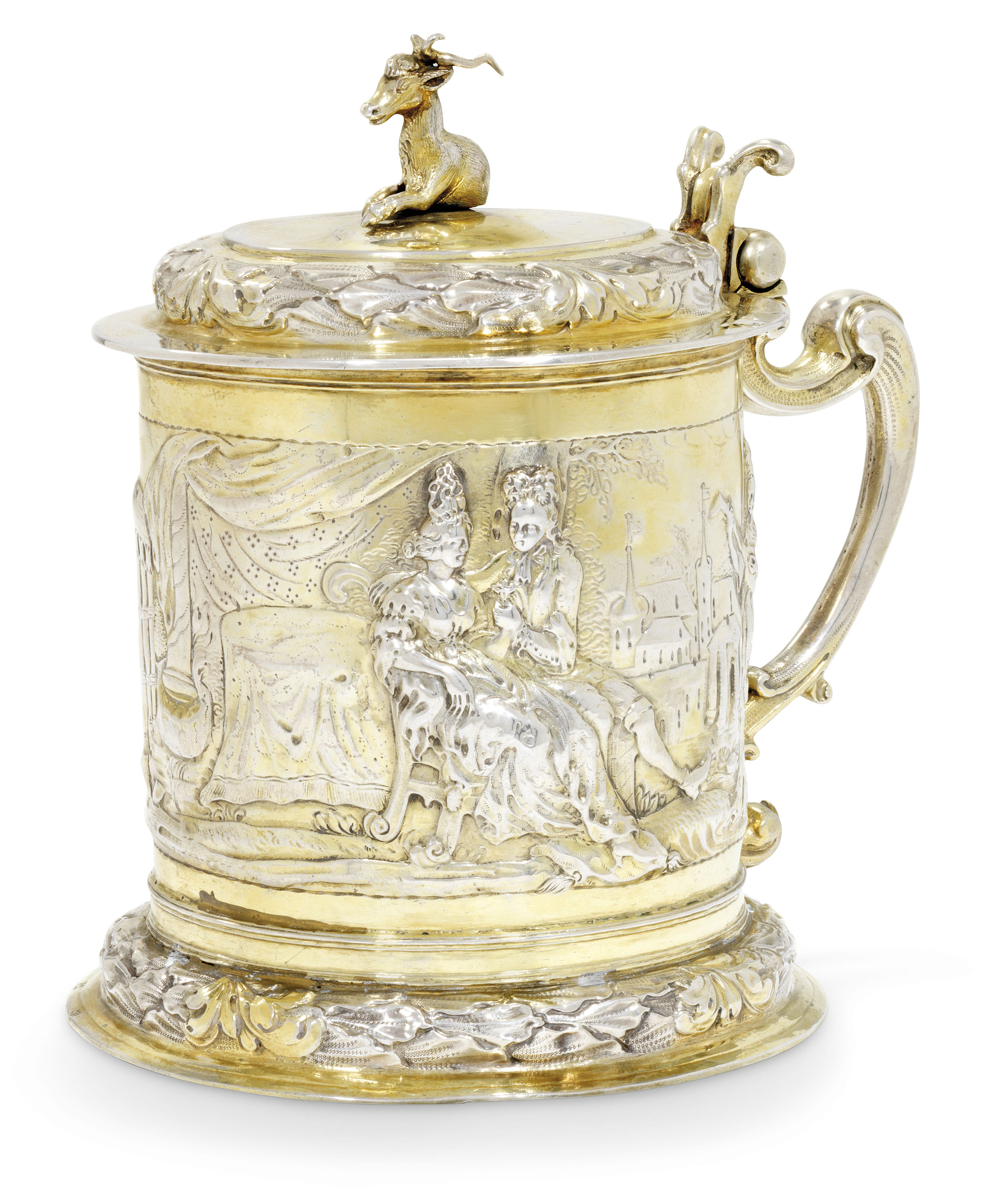 A POLISH PARCEL-GILT SILVER TANKARD, MARK OF HIERONYMUS HOLL II