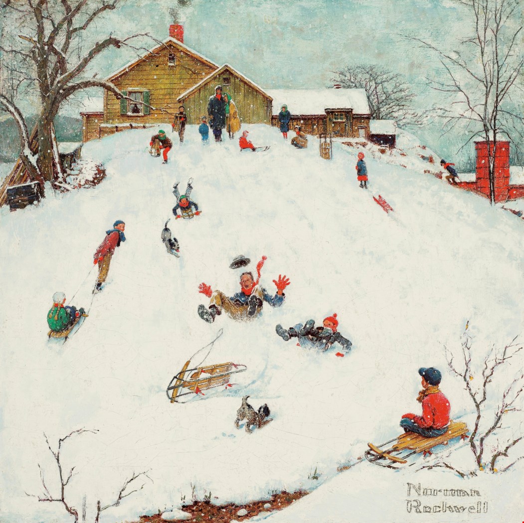 Norman Rockwell (1894 1978) Landscapes: Sledding Christie #39 s