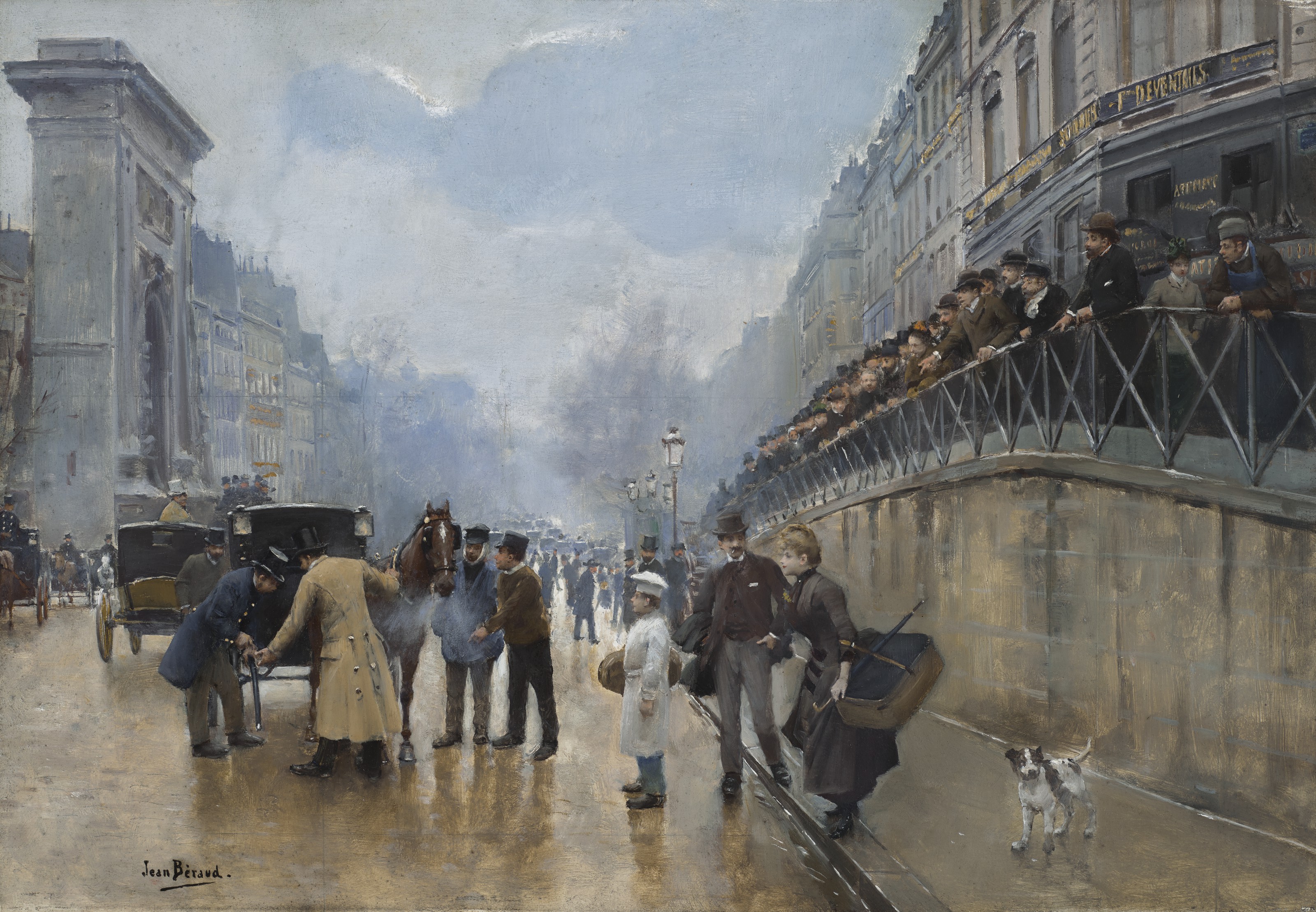 Jean Béraud (French, 1849-1936), L'accident: Porte Saint-Denis