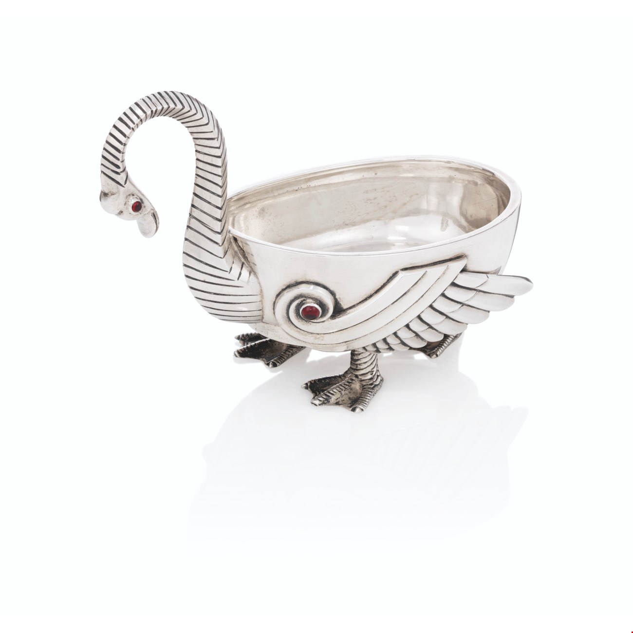 A GEM-SET SILVER SALT CELLAR, BY FABERGÉ, WORKMASTER JULIUS RAPPOPORT ...