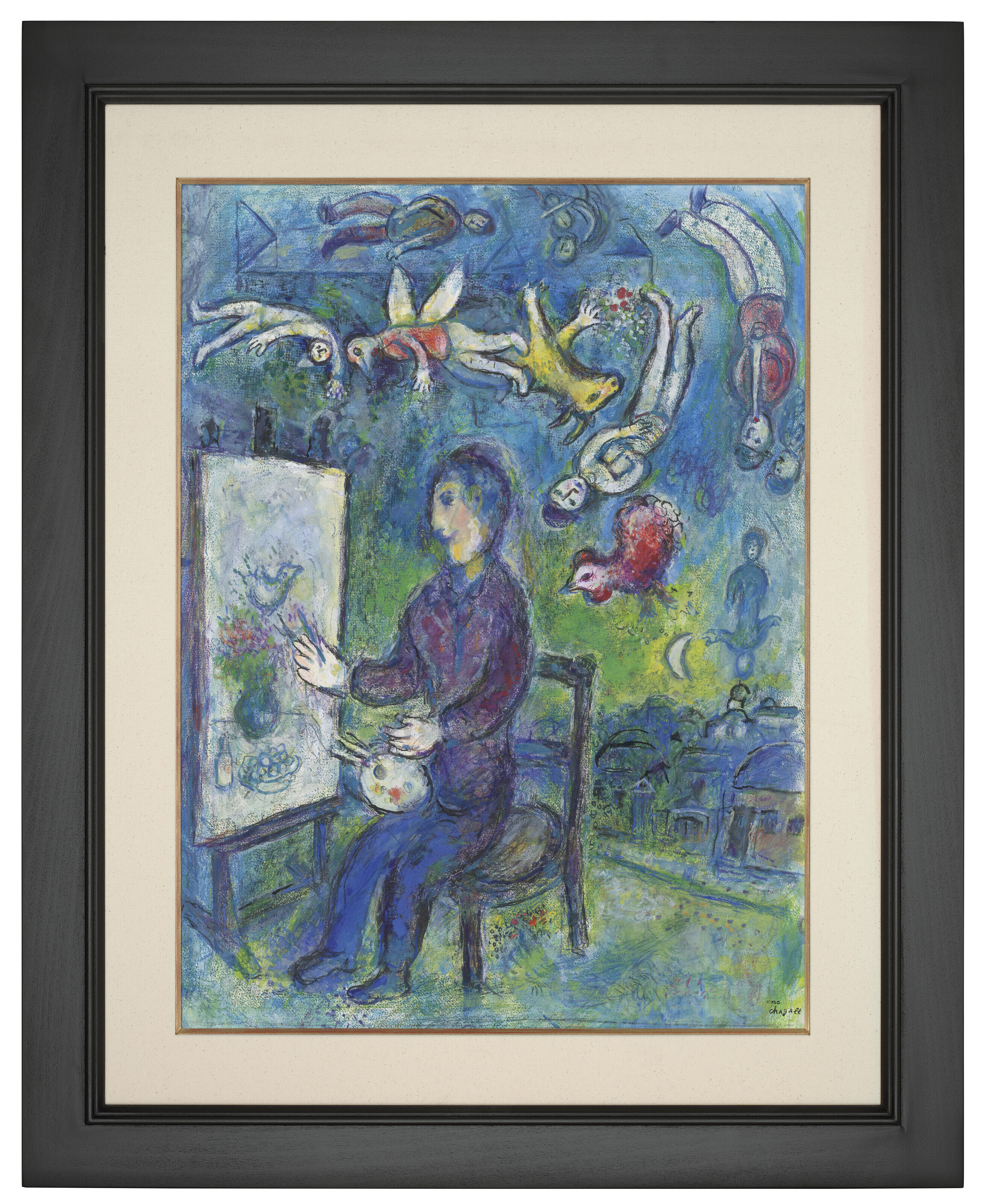 MARC CHAGALL (1887-1985), L'inspiration du peintre au chevalet