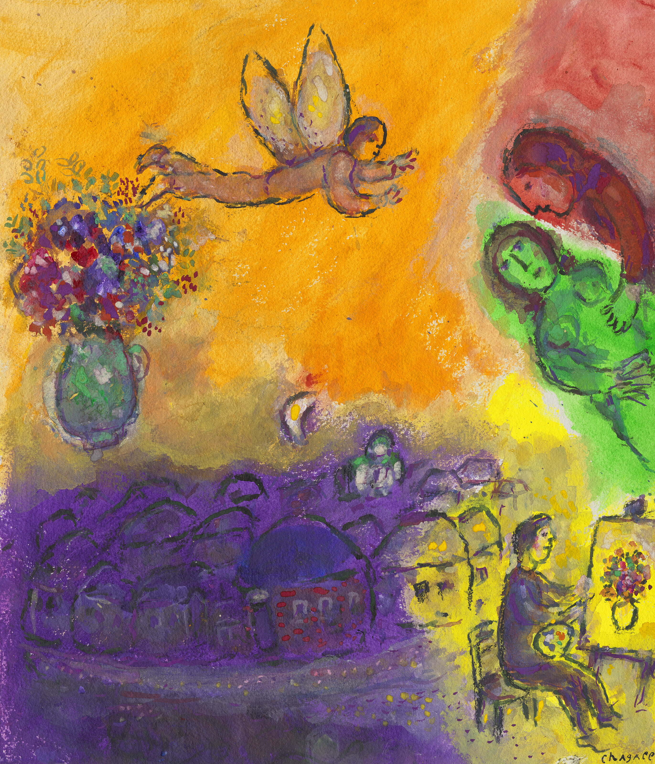 MARC CHAGALL (1887-1985), L'inspiration du peintre au chevalet