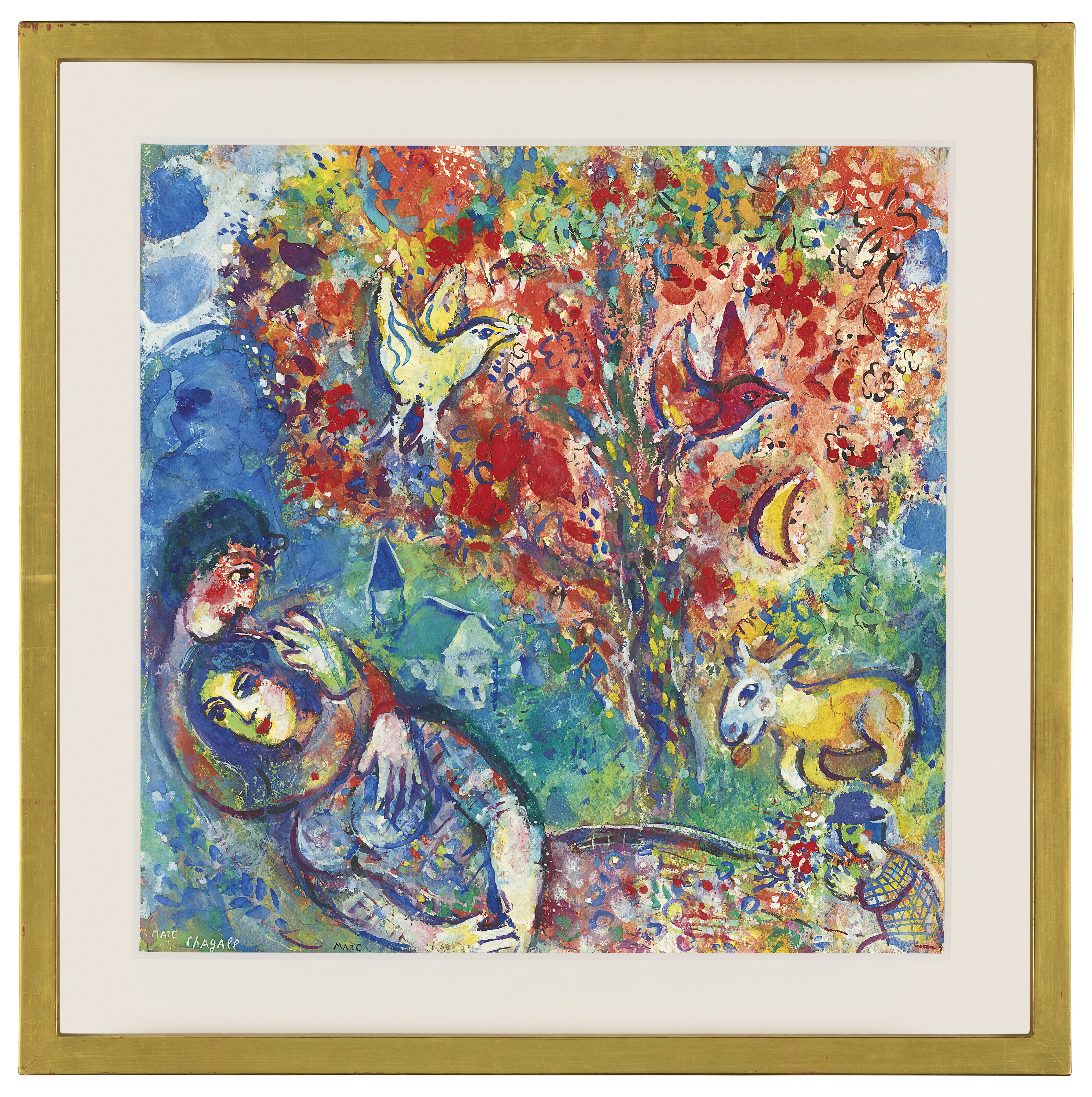 MARC CHAGALL (1887-1985), Couple sous l'arbre ou Les amoureux