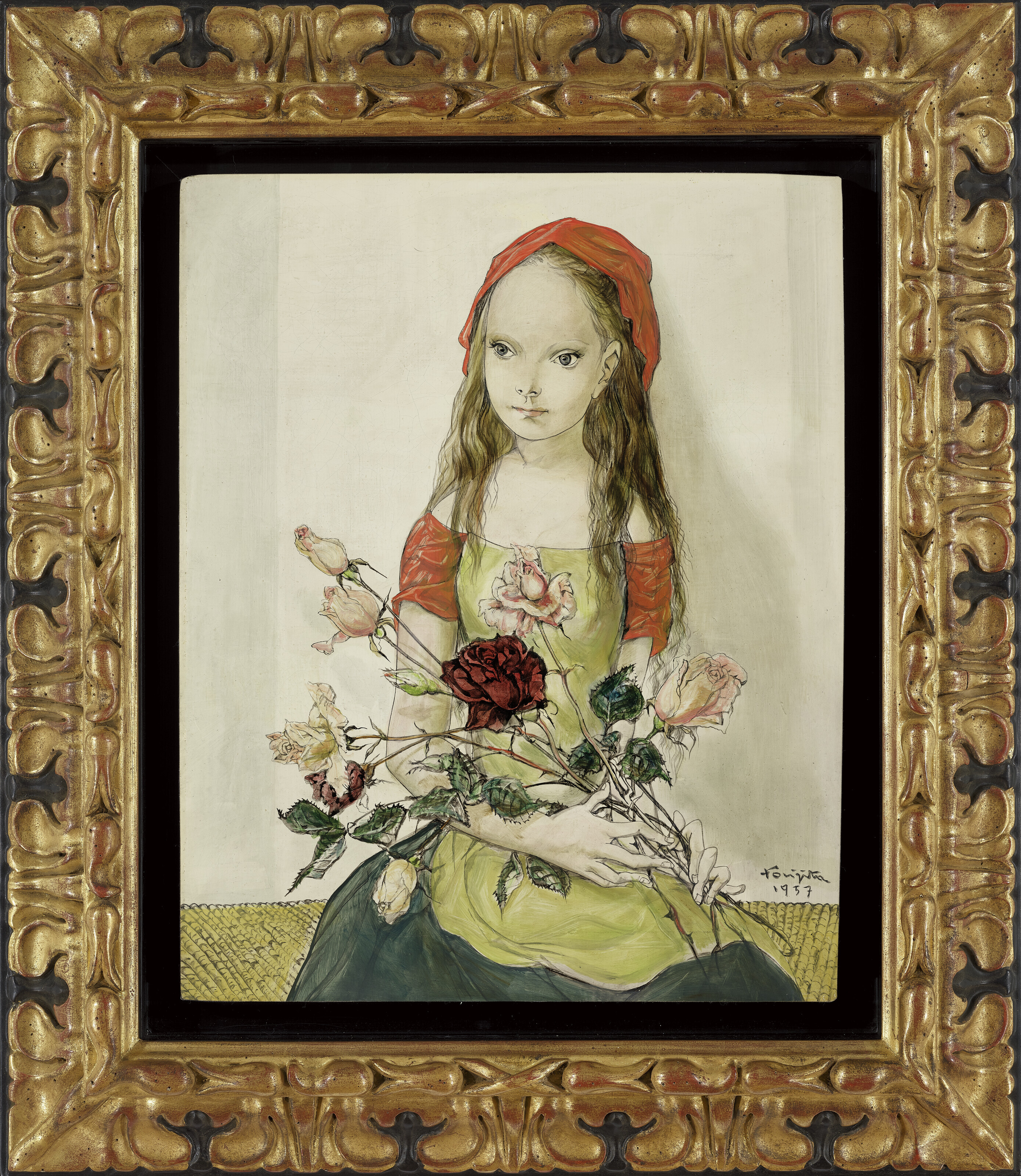 LEONARD TSUGUHARU FOUJITA (1886-1968), Jeune fille aux roses