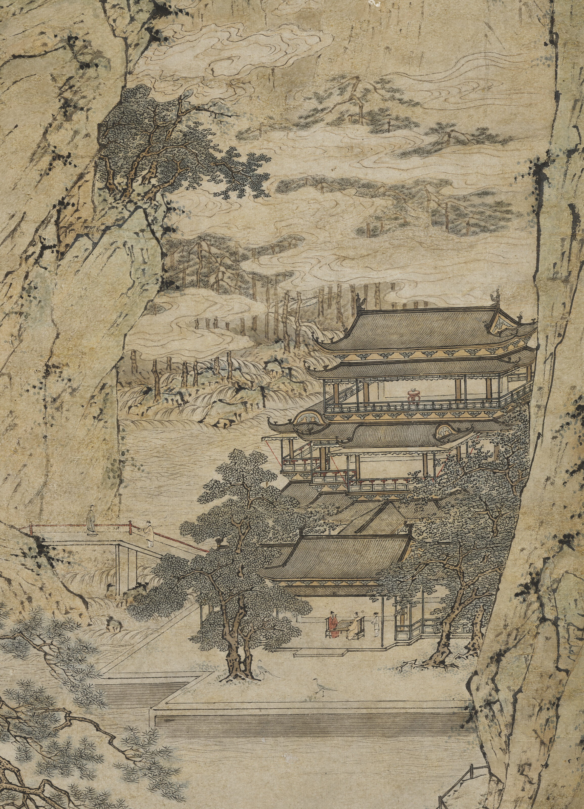 レア 明仇英 仙山樓閣圖 仙山楼閣図 中国掛け軸 美術工芸品 明仇英, 僊山樓閣| Christie's