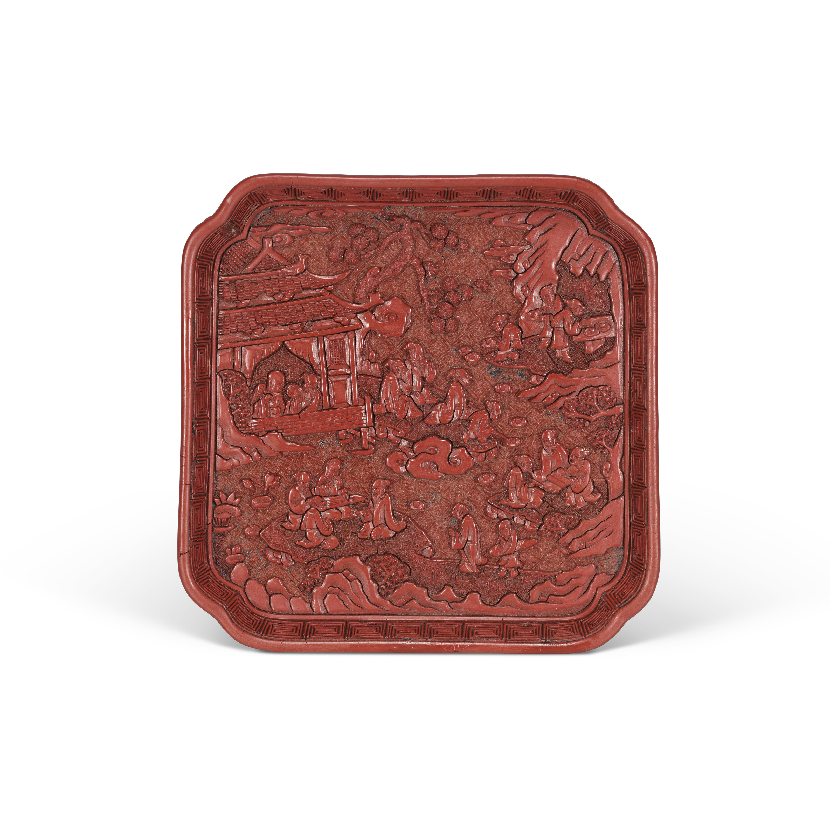 清乾隆金釉地金彩山水人物圖盌一對描金六字篆書款, QIANLONG GILT SIX