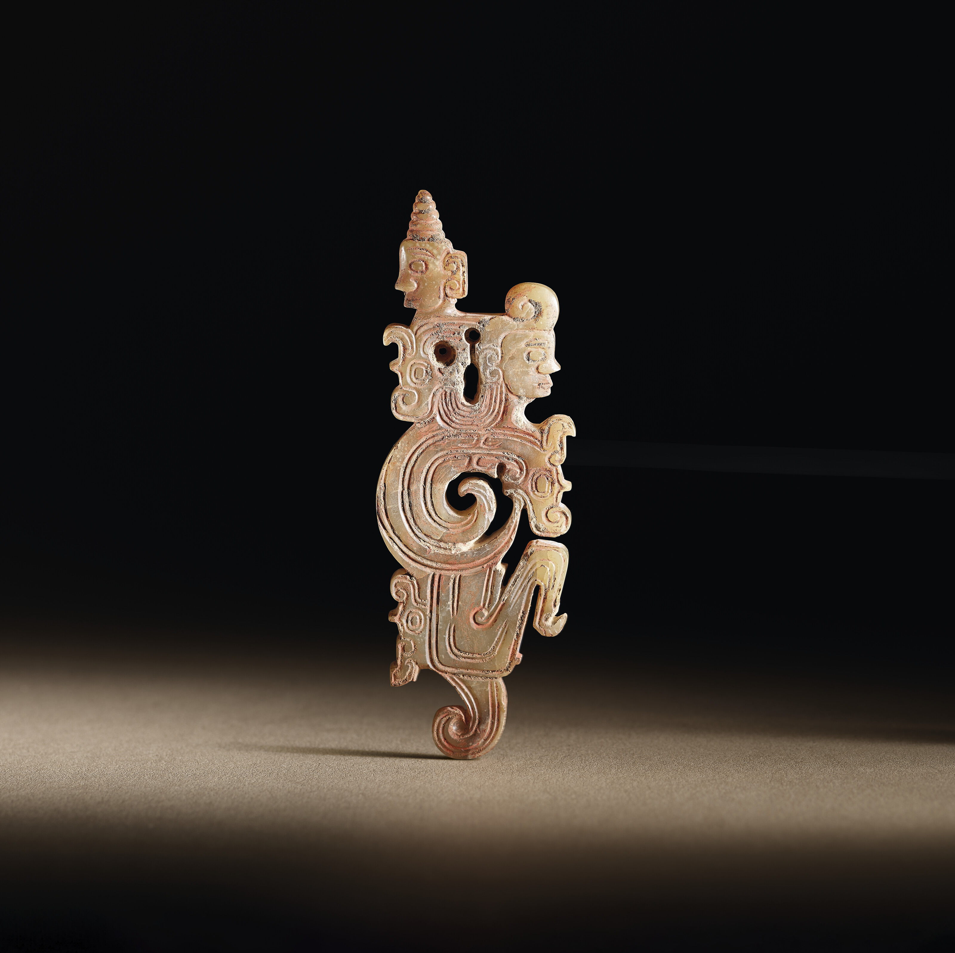 良渚文化三層神面紋玉琮, LIANGZHU CULTURE, CIRCA 3100-2000 BC