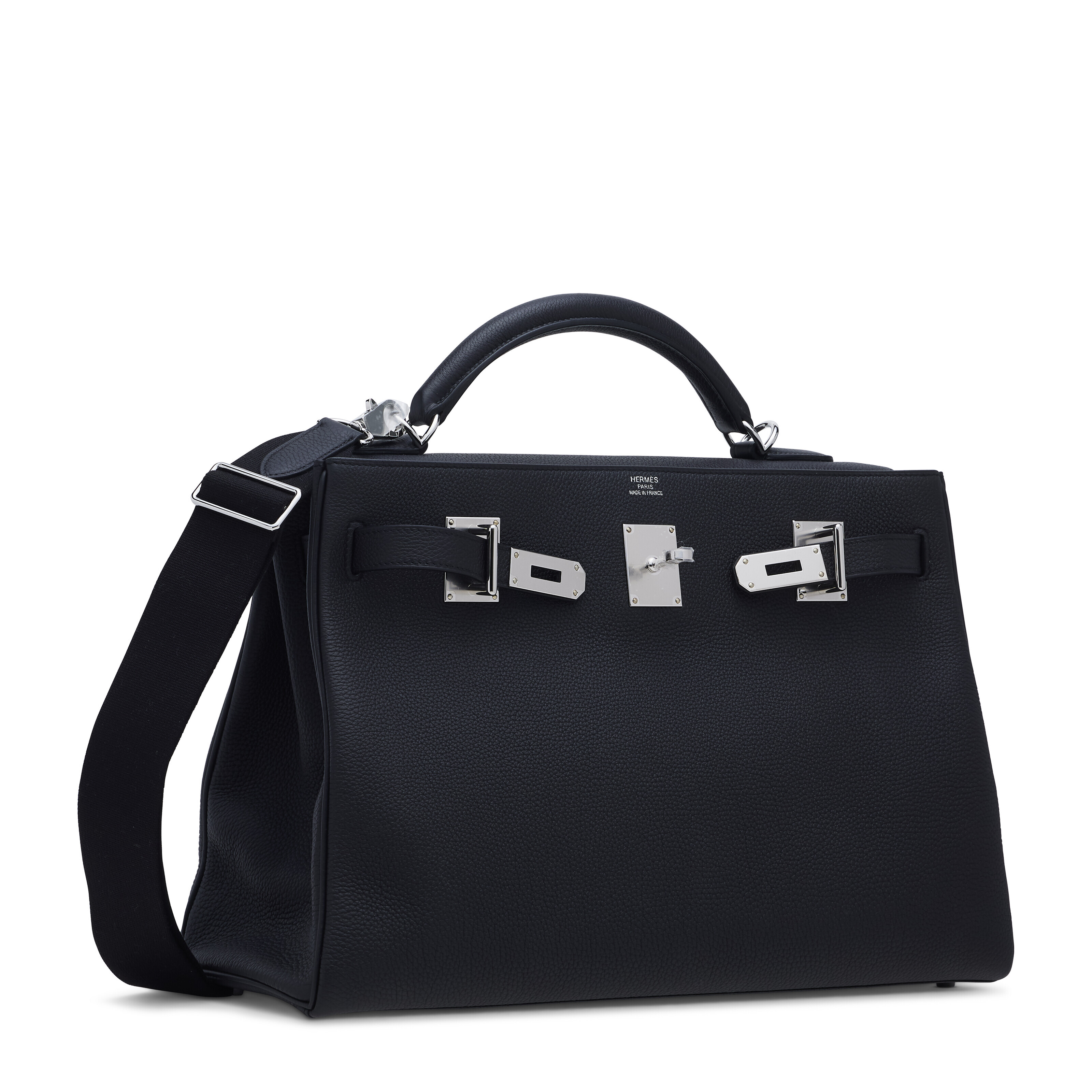 A BLACK TOGO LEATHER MAXI KELLY 42 WITH PALLADIUM HARDWARE, HERMÈS