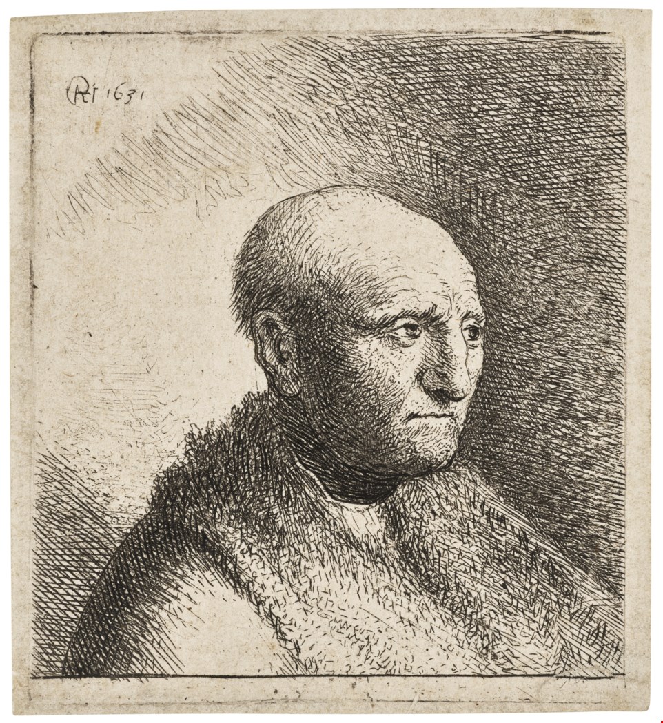 REMBRANDT HARMENSZ. VAN RIJN (1606-1669) AND WORKSHOP, Bald Man in a ...