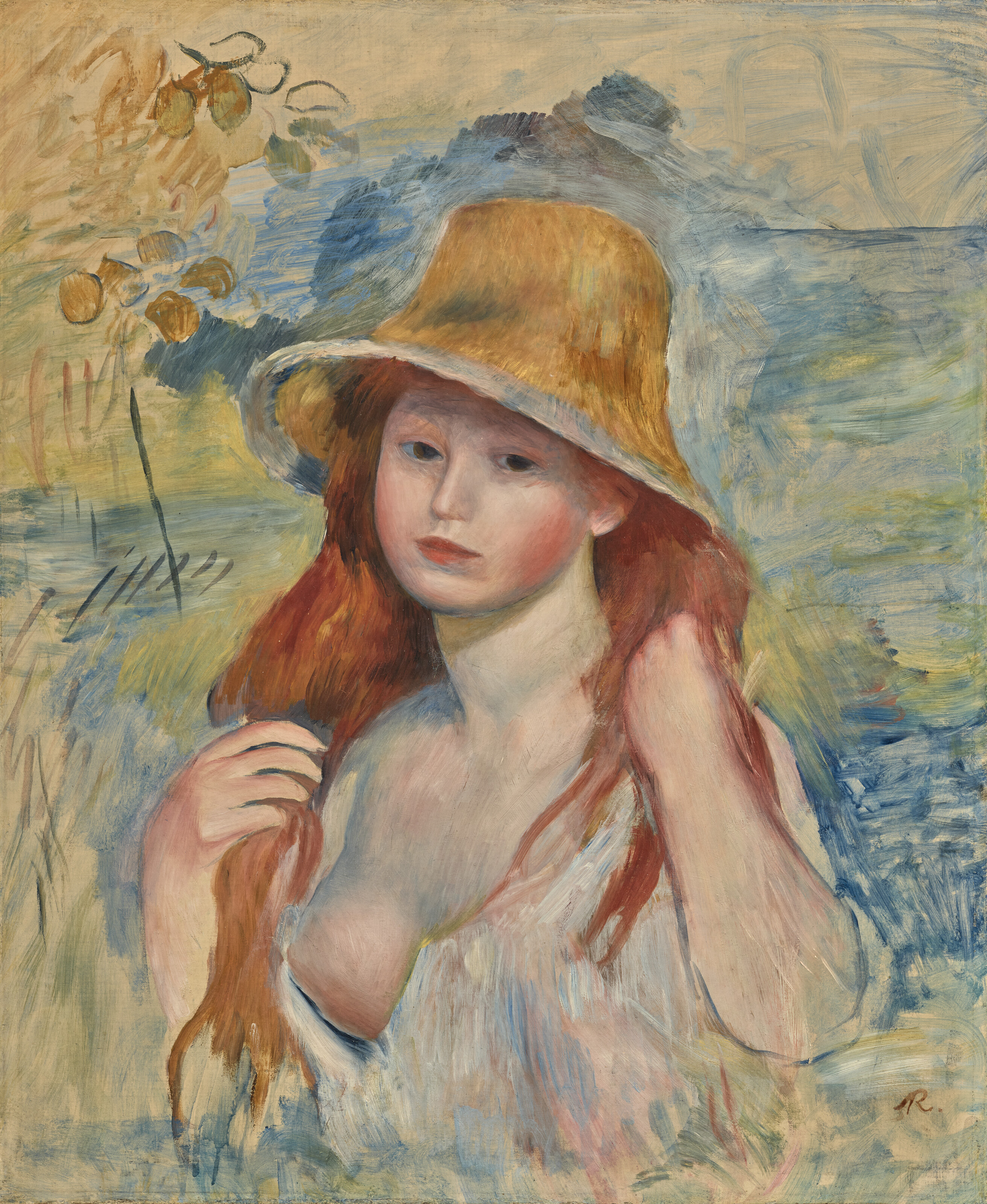 Renoir - Portrait de jeune femme au chapeau fleuri, 1903 Stock Photo