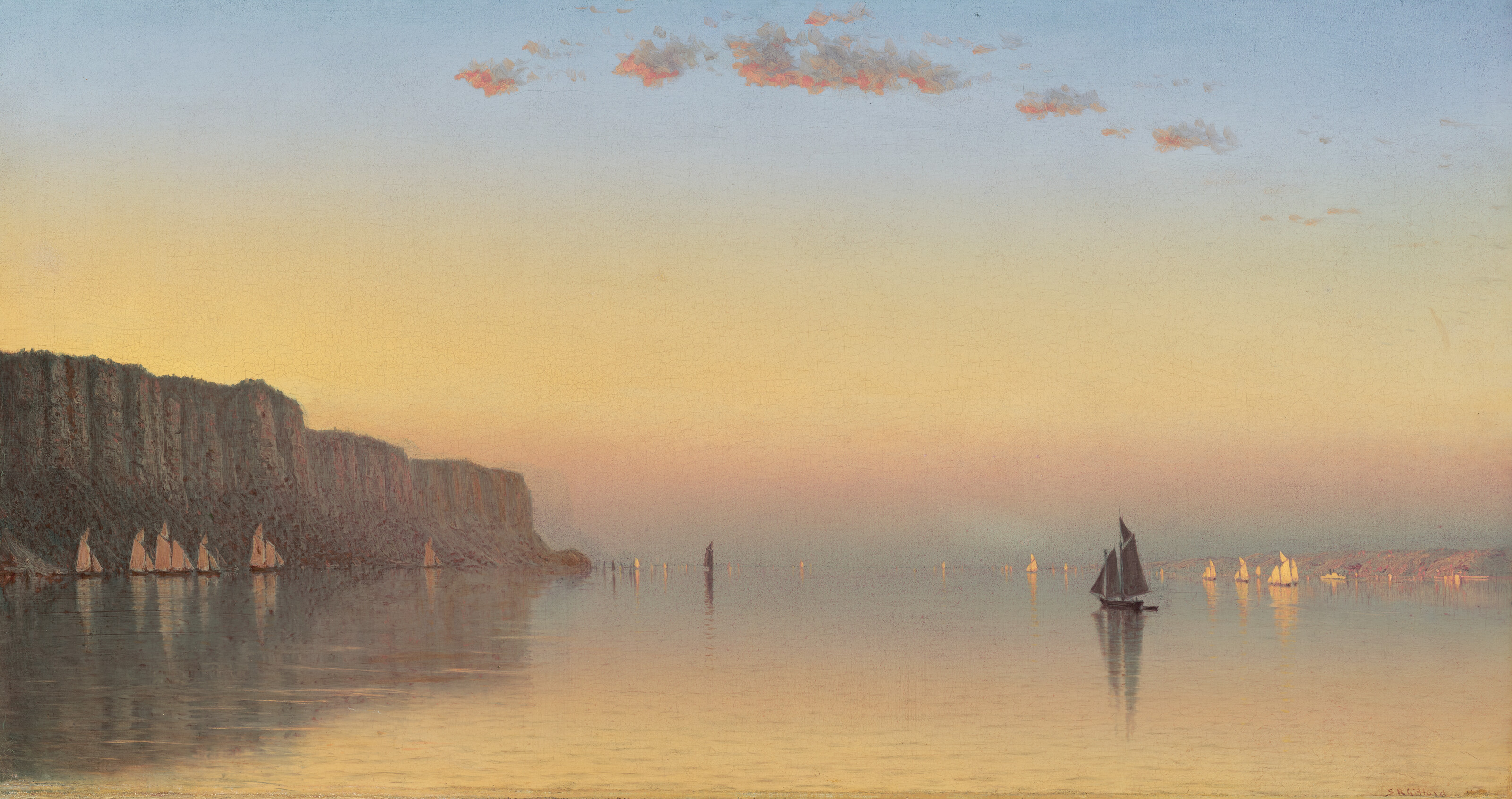 SANFORD ROBINSON GIFFORD (1823-1880), Sunset Over the Palisades on